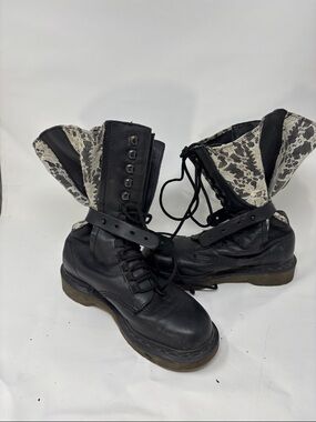 Dr. Martens LIMITED EDITION Gothic/Victorian Style with White Lace Trim boots.